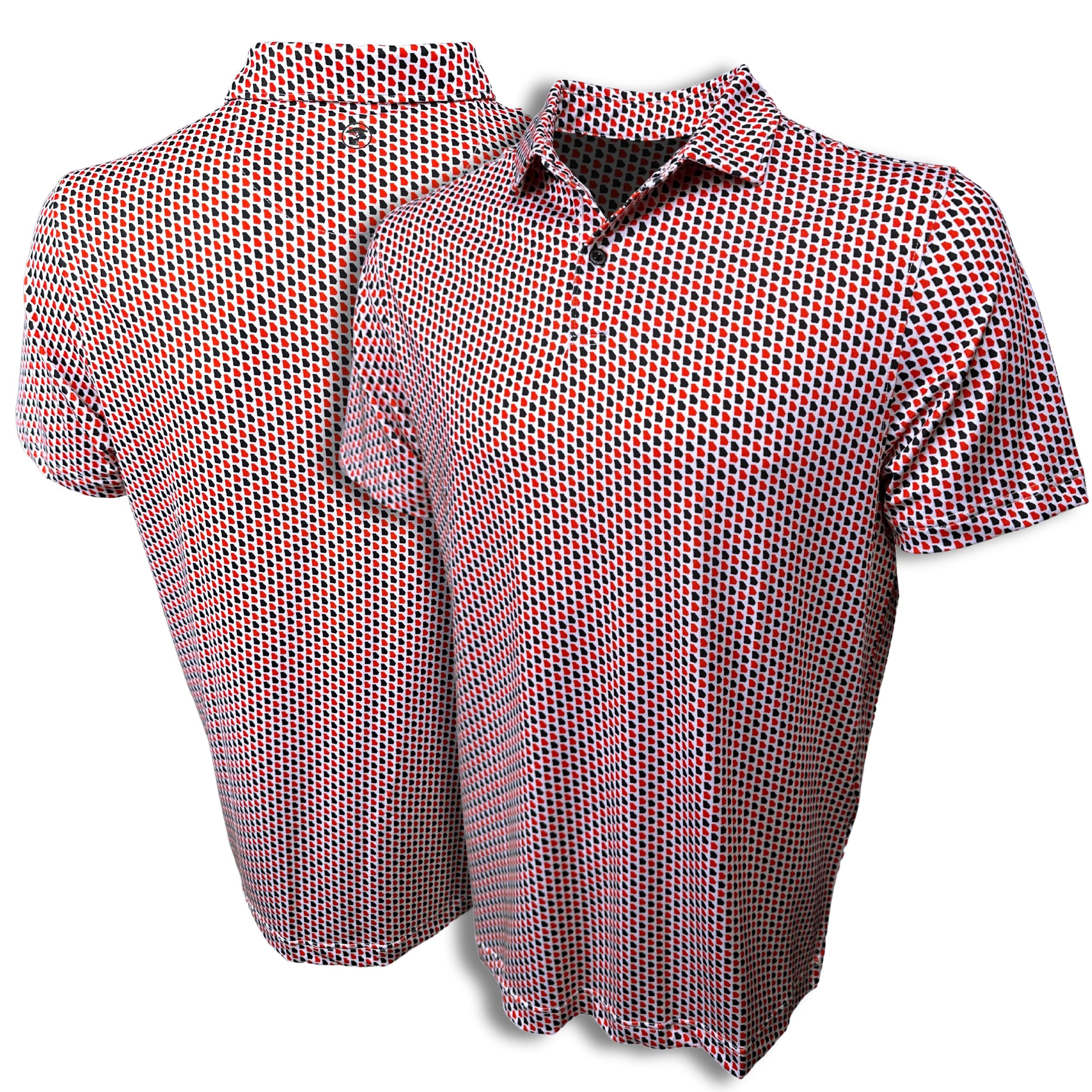 Georgia Red & Black Print Polo